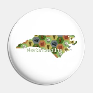 North Carolina State Map Board Games Pin