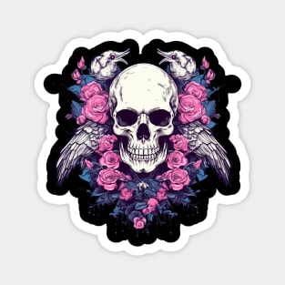 Skull with Birds and Flowers Magnet