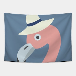 Pink Flamingo in a hat Tapestry