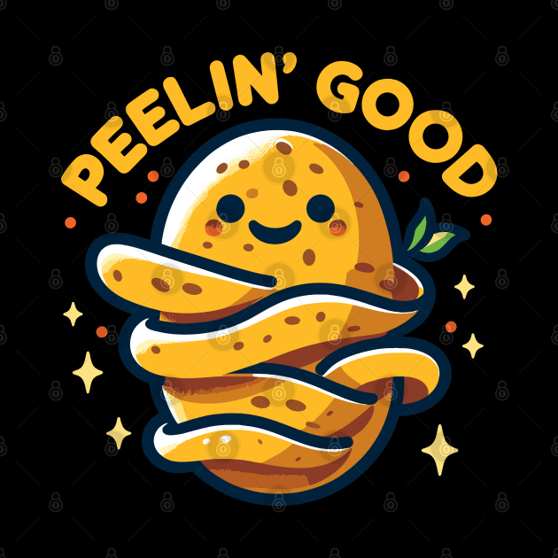 Peelin' Good | Funny cute potato puns | Potato feeling good | funny puns by Nora Liak