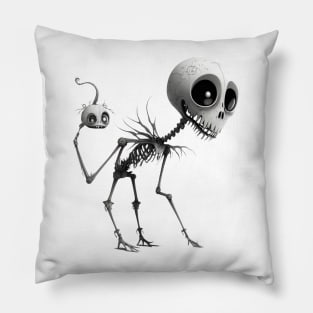 Surreal Dog Skeleton Pillow