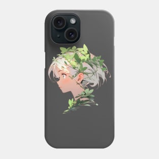 Cartoon Style Portrait - Young Woman with leafy hair Phone Case