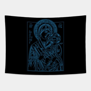 Icon of Virgin Mary and Jesus (blue) Tapestry