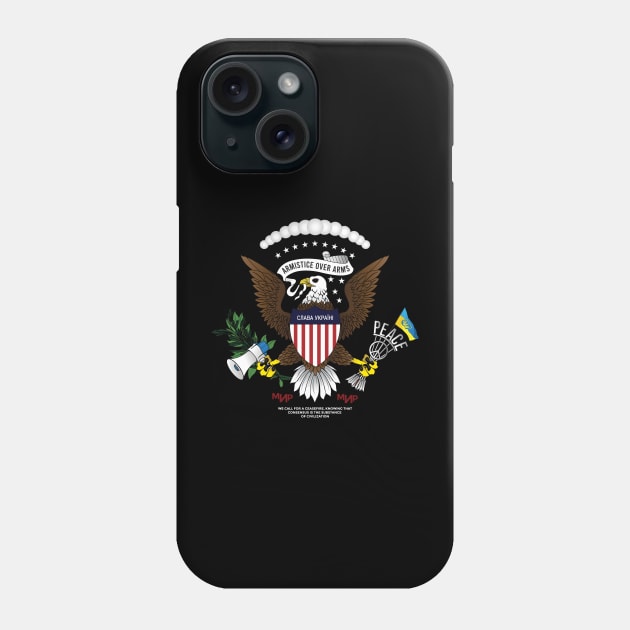 Ukrainian-American Eagle armistice over arms Ukraine Flag | Great Seal of the United States Peace sign Phone Case by Vive Hive Atelier