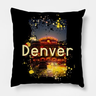 Denver Colorado City splatter design Pillow