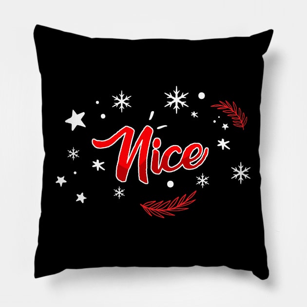 Naughty and Nice Funny Couples Matching Christmas Pillow by Acroxth