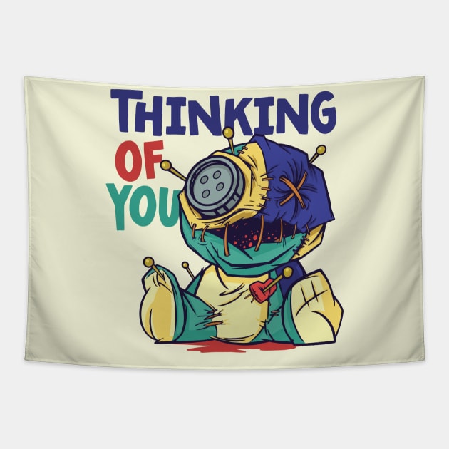 Thinking of You // Funny Voodoo Doll Cartoon Tapestry by SLAG_Creative