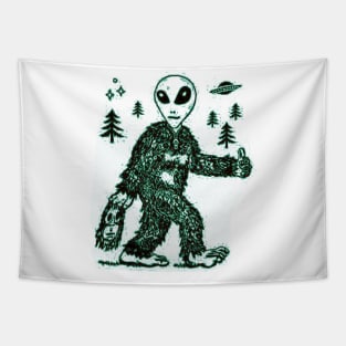 Alien Bigfoot Tapestry