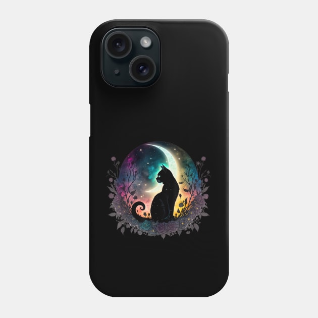 Midnight's Shadow at Noon: The Tale of a Black Cat Phone Case by luxury artista