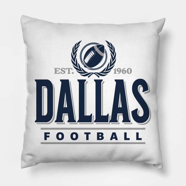 Retro Dallas Football Vintage Crest Pillow by funandgames