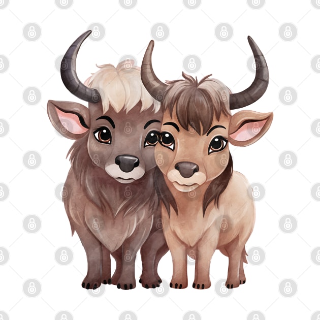 Valentine Wildebeest Couple by Chromatic Fusion Studio