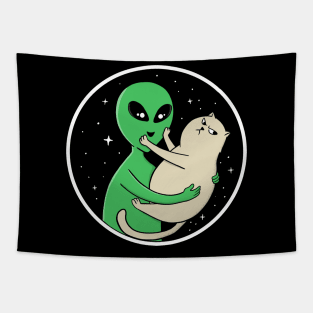 alien and cat Tapestry