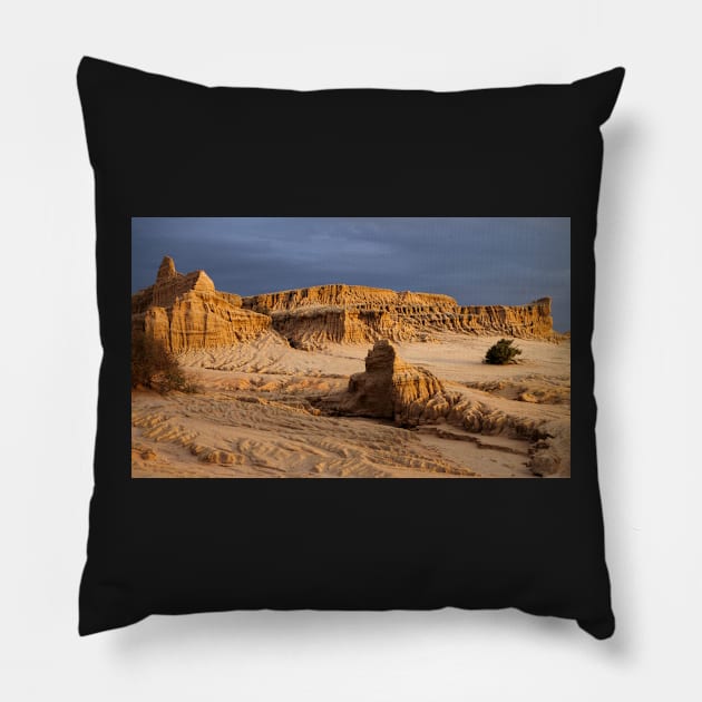 Pinnacles at Sunset, Mungo National Park Pillow by Carole-Anne