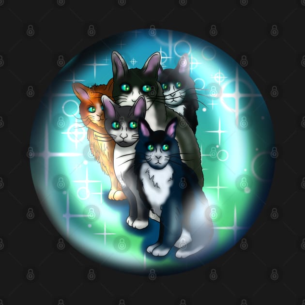 Black and white cats in a crystal ball by cuisinecat