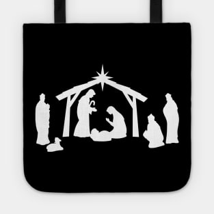 The Christmas Nativity White Silhouette Tote