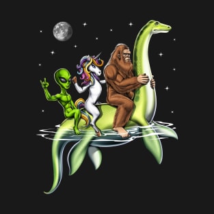 Cryptids Riding Loch Ness Monster T-Shirt