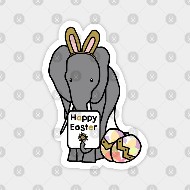 Happy Easter Bunny Ears on an Elephant Magnet by ellenhenryart