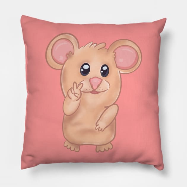 Peace Sign Hamster Pillow by RoserinArt