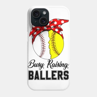 Busy Raising Ballers Red Bow Softball Baseball Phone Case