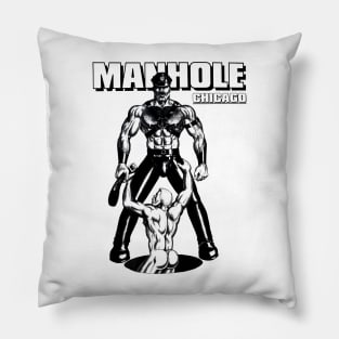 Manhole Vintage Retro Leather Gay Chicago LGBT Pillow