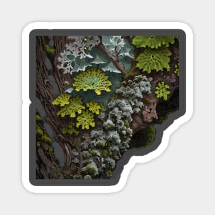 Closeup of Lichen on a Log Magnet