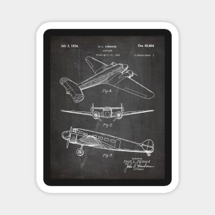 Lockheed Airplane Patent - Electra Air Plane Art - Black Chalkboard Magnet