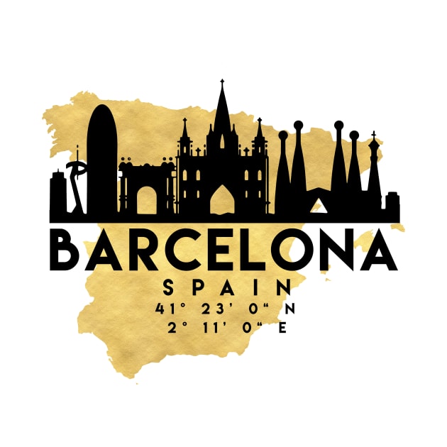 Barcelona Spain Skyline Map Art by deificusArt