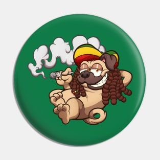 Rasta Pug Smoking A Joint Pin