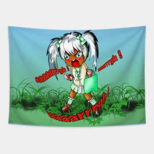 argh! kawaii cartoon girl having a bad day Tapestry