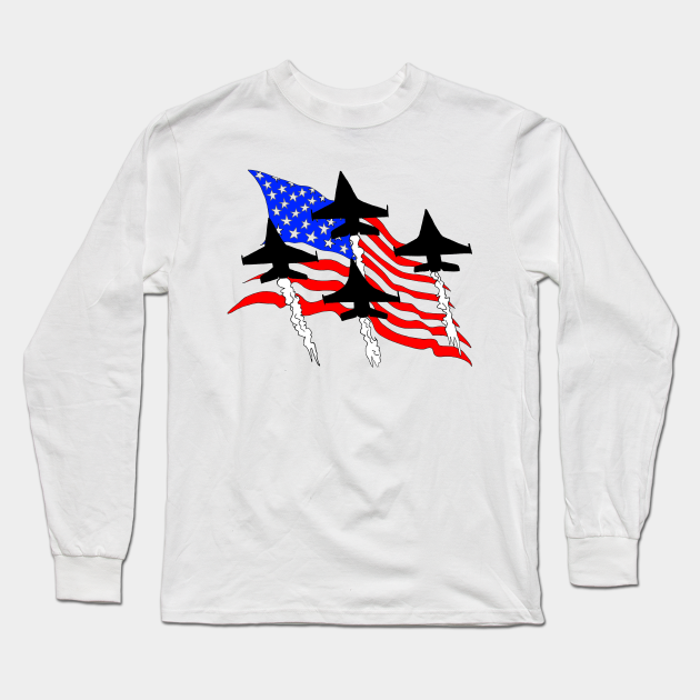 F-16 Fighting Falcon American Flag Airplane Tシャツ 飛行機・ヘリコプター