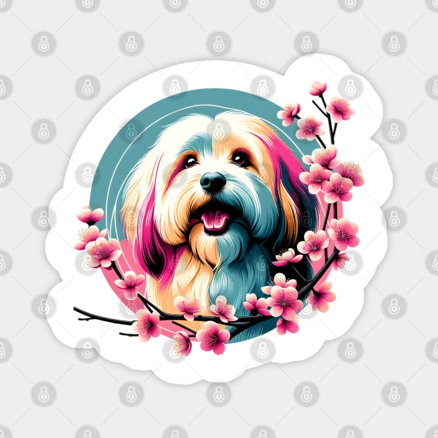 Joyful Havanese Encircled by Spring Cherry Blossoms Magnet by ArtRUs