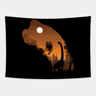 Brachiosaur Sunset Silhouette Tapestry