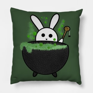 Double Double Toil and Trouble a Rabbit Witch Making A Spell out of a Cauldron Pillow