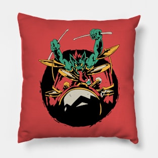 Funny Monster Drummer Cartoon Pillow