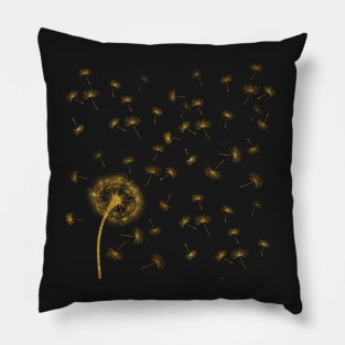 Gold Dandelion Seeds Pillow