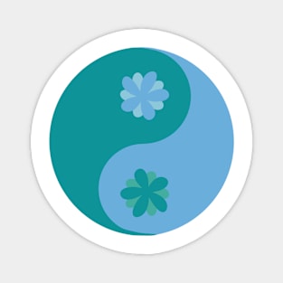Floral yin yang in verdigris green and tranquil blue Magnet
