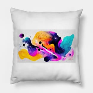 Modern Contemporary Abstract Watercolor Colorful Multicolored Cosmic Splash Galaxy Pillow