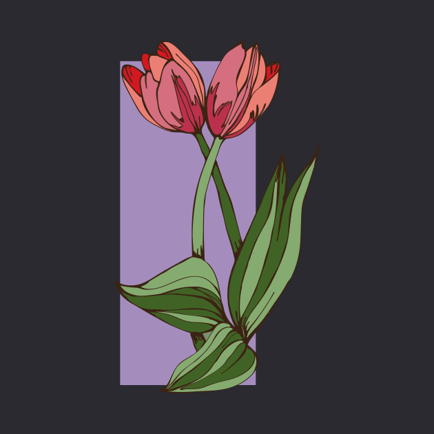 Botanical illustration of the plant tulips by EEVLADA