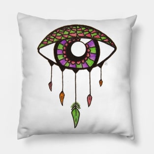 Boho Eye - Green, Purple and Pink Pillow