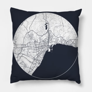 Malaga, Spain City Map - Full Moon Pillow