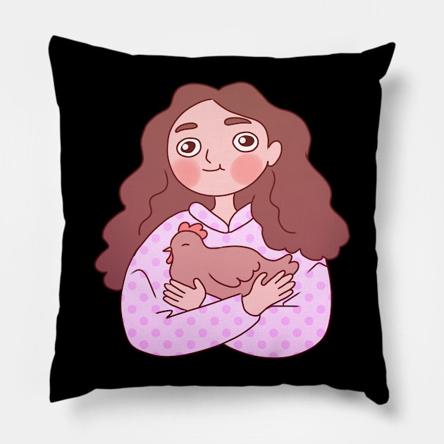 Cute chicken lady Pillow by Yarafantasyart