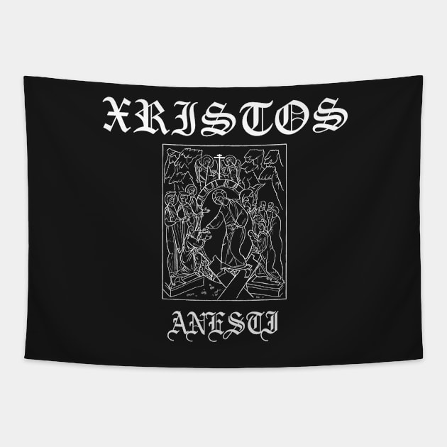 Xristos Anesti Christ is Risen Gothic Tapestry by thecamphillips