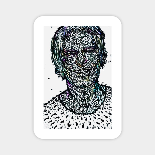 TIMOTHY LEARY watercolor and ink portrait Magnet by lautir