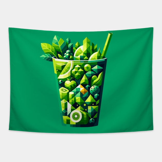 Geometric Green Smoothie: Refreshing Art Design Tapestry by AmandaOlsenDesigns