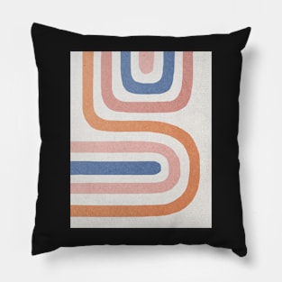 Abstract rainbow, Mid century art print Pillow