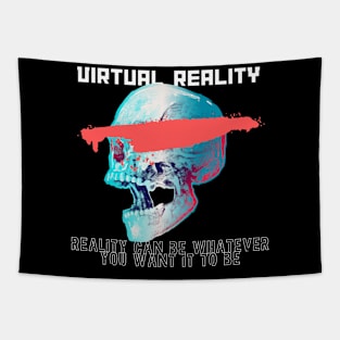 Virtual Reality VR Cyberpunk Digital skull Tapestry