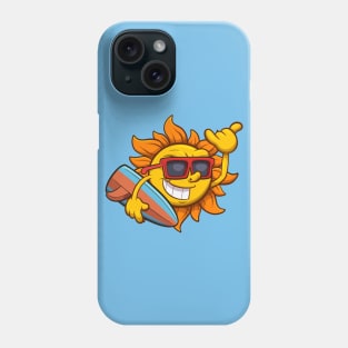 Cool Sun Character With Surf Board Phone Case