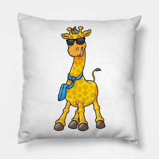 Giraffe with Sunglasses and Scarf Pillow