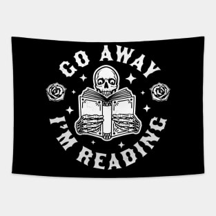 Go Away I'm Reading - Skeleton Reading Book Halloween Tapestry