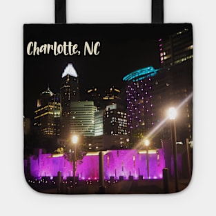 Cool photography of Charlotte North Carolina skyline pink sky sunset USA city break Tote